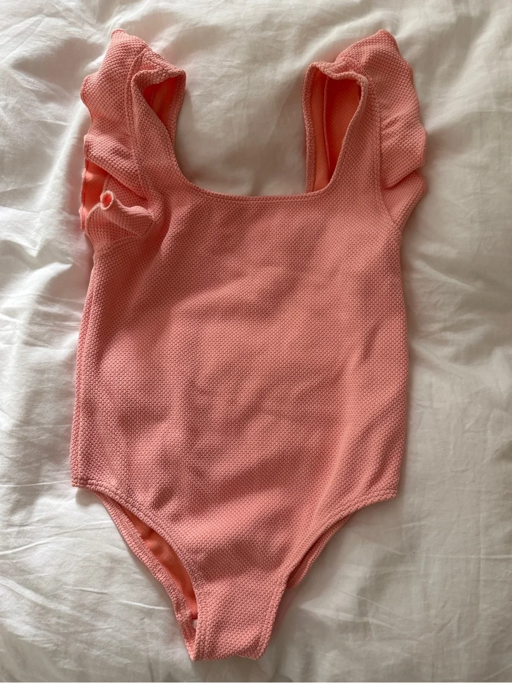 Zara Coral Pink Ruffle-Shoulder One-Piece Swimsuit